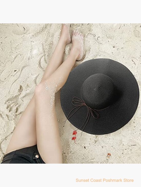 Wide Brim Straw Sun Hat: Foldable Panama Style Beach Hat  Straw Sun Hat Foldable Wide Brim Beach Travel